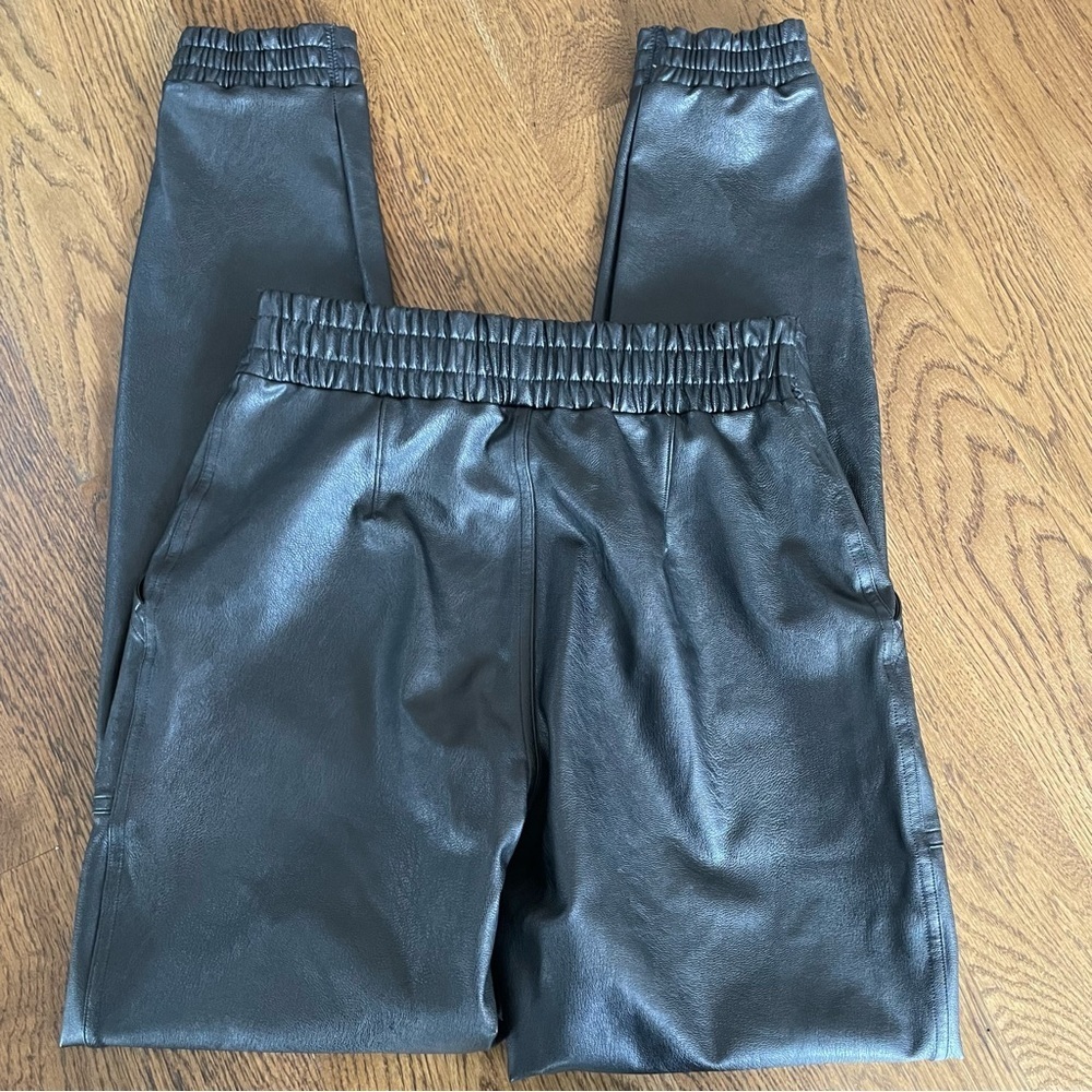 SPANX Black Faux Leather Jogger Utility Pants Size S - Picture 13 of 14